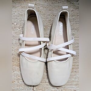 Raboesy • Cream Square Toe Ballet Flats Multi-Strap Mary Jane Balletcore Shoes